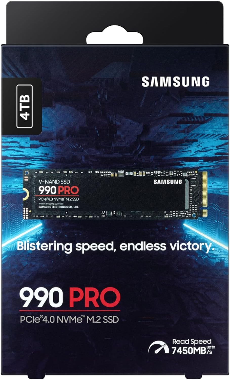 Samsung 990 Pro 4TB NVMe M.2 SSD, PCIe Gen 4.0, 7450 MB/s Sequential Read Speed, 6900 MB/s Sequential Write Speed, 3.3 Voltage, V-NAND 3-bit MLC MZ-V9P4T0BW Samsung 990 Pro 4TB NVMe M.2 SSD, PCIe Gen 4.0, 7450 MB/s Sequential Read Speed, 6900 MB/s Sequential Write Speed, 3.3 Voltage, V-NAND 3-bit MLC MZ-V9P4T0BW